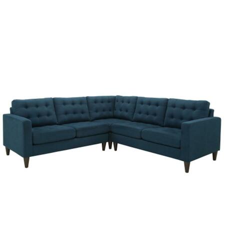 EAST END IMPORTS Empress 3 Piece Fabric Sectional Sofa Set- Azure, 3Pk EEI-1417-AZU